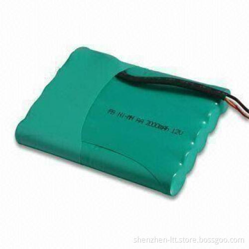 NiMH Rechargeable Battery in AA Size, with 2,000mAh Nominal Capacity and 12V Nominal Voltage